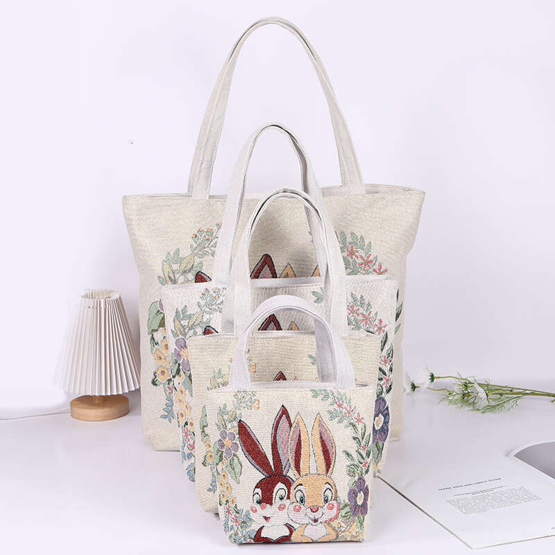New Style Handbag Double-Sided Gold Thread Jacquard Embroidery Shoulder Ethnic Fashion Canvas Tote Bag