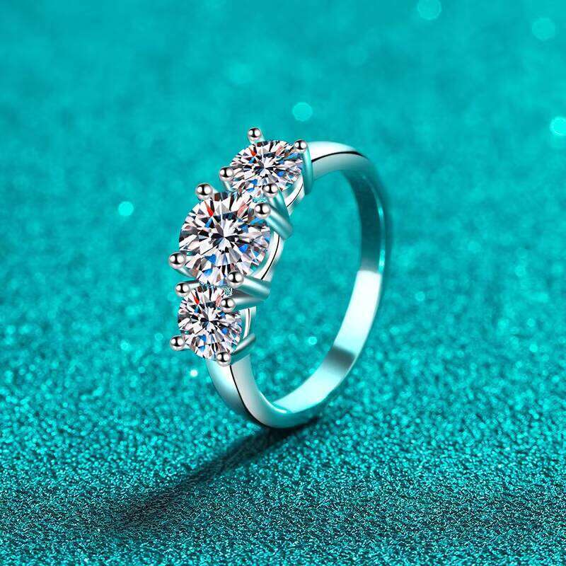 DHcollections Sier Original Total 2 Carat Round Brilliant Cut Pass Dia Test D Color Moissanite Wedding Ring for Women Fine Jewelry