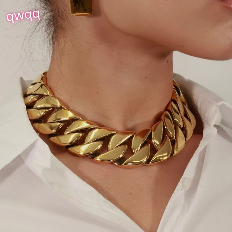 Wholesale Manufacturer Fashion Necklace Jewelry Stainless Steel Heavy Gold Cuban Link Chain Choker Necklace for Women