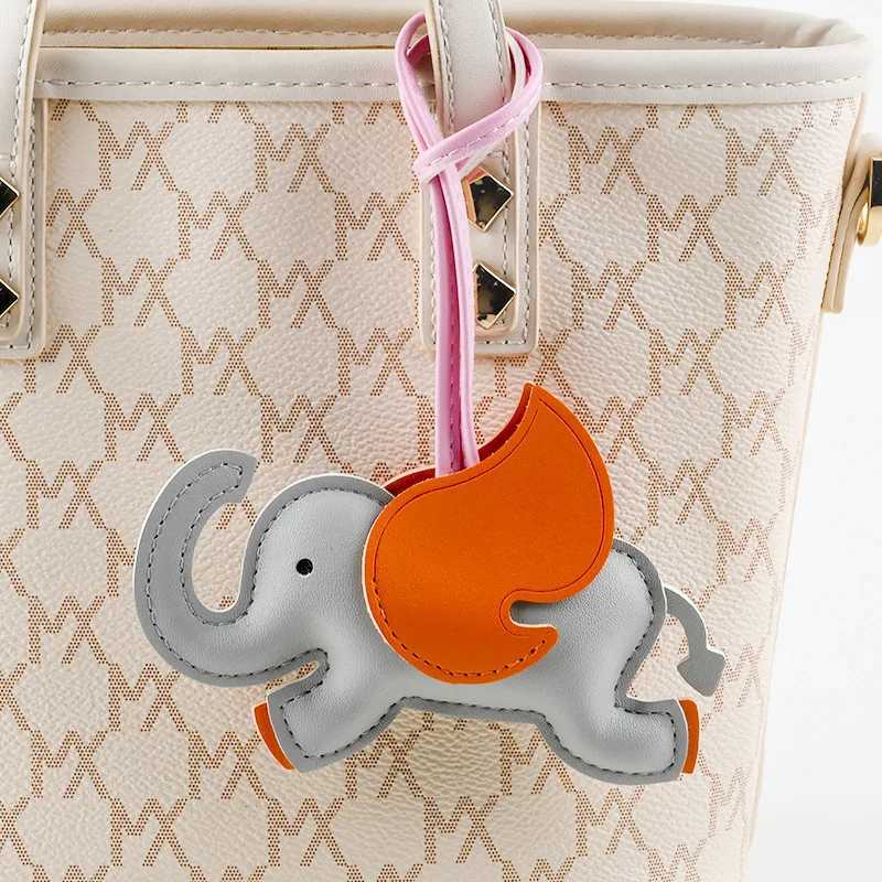 10 Colors Wings Elephant Keychain Leather Animal Pendant for Women Bag Charm Decoration Key Chain Holder Gift 2025 New M250604