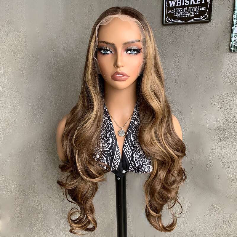 Fashion Front Lace Long Curly Gradient Synthetic Fiber High-Temperature Silk 13*4 Hand-Woven Wig Women's Hairpiece