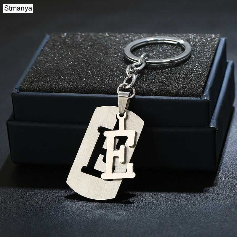 Charm New 26 Letters Stainless Steel Key Chain Men Women keychain Best Couple gift Jewelry Car Key Ring A-Z Keychain M250604