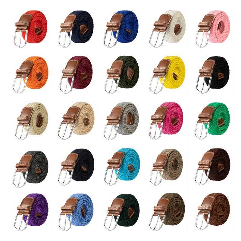 107cm 120cm 130cm Unisex Casual Knitted Pin Buckle Jeans Belt Woven Canvas Elastic Expandable Stretch Belts for Women Men Girdle W250604