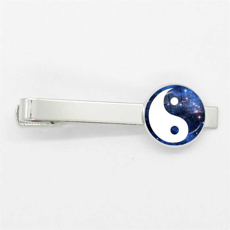 New Fashion Yin Yang Tai Chi Tie Clips Art Photo Crystal Glass Dome Jewelry Men Necktie Clip Pin Suit Accessories W250604