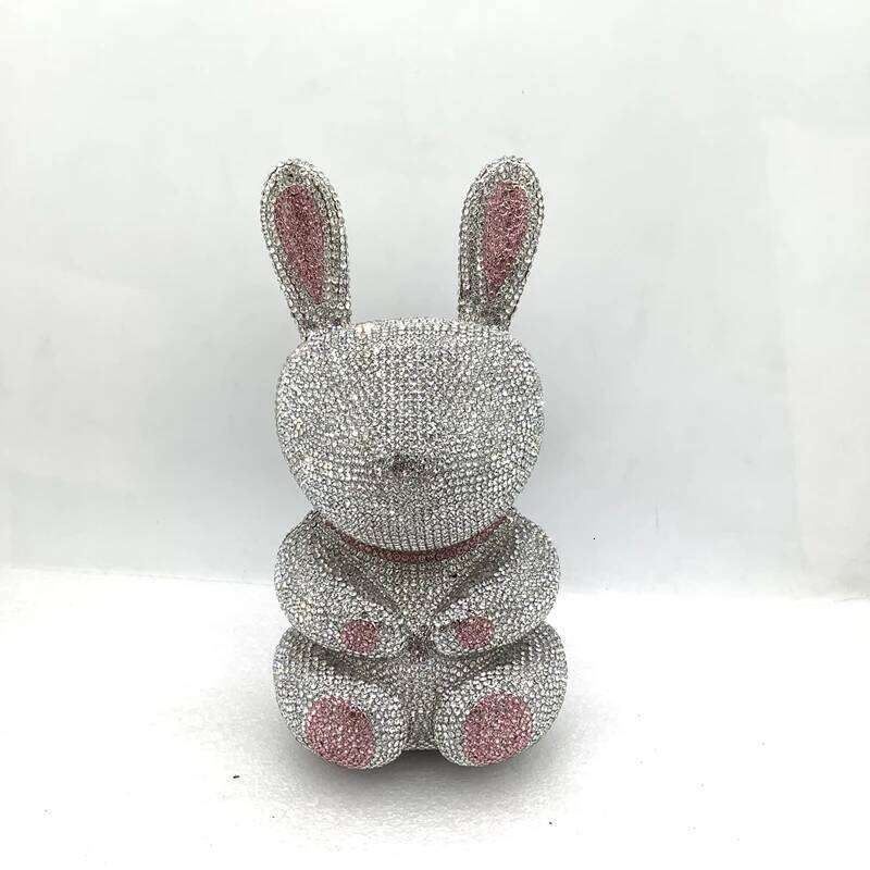 Rabbit Crystal Evening Bag Women Rhinestone Handbag Wedding Party Purse Cute Animal Clutches Fashion Bridal Purses