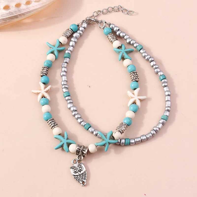 Aihua New Boho Shell Starfish Anklets for Women Fashion Owl Ankle Bracelet on Leg Barefoot Handcraft Chain Summer Beach Jewelry W250604