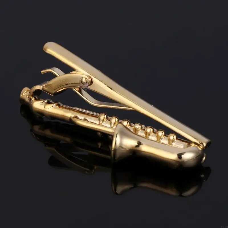 Saxophone Men Tie Clip Bar Necktie Pin Clasp Clamp Wedding Charm for Creative Gift W250604