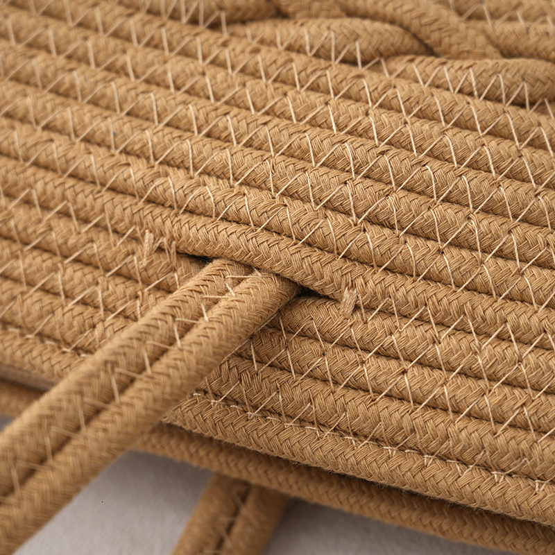 Two tone cotton rope woven handmade niche design beach bag summer women's multifunctional shoulder bag designer women's crossbody bag