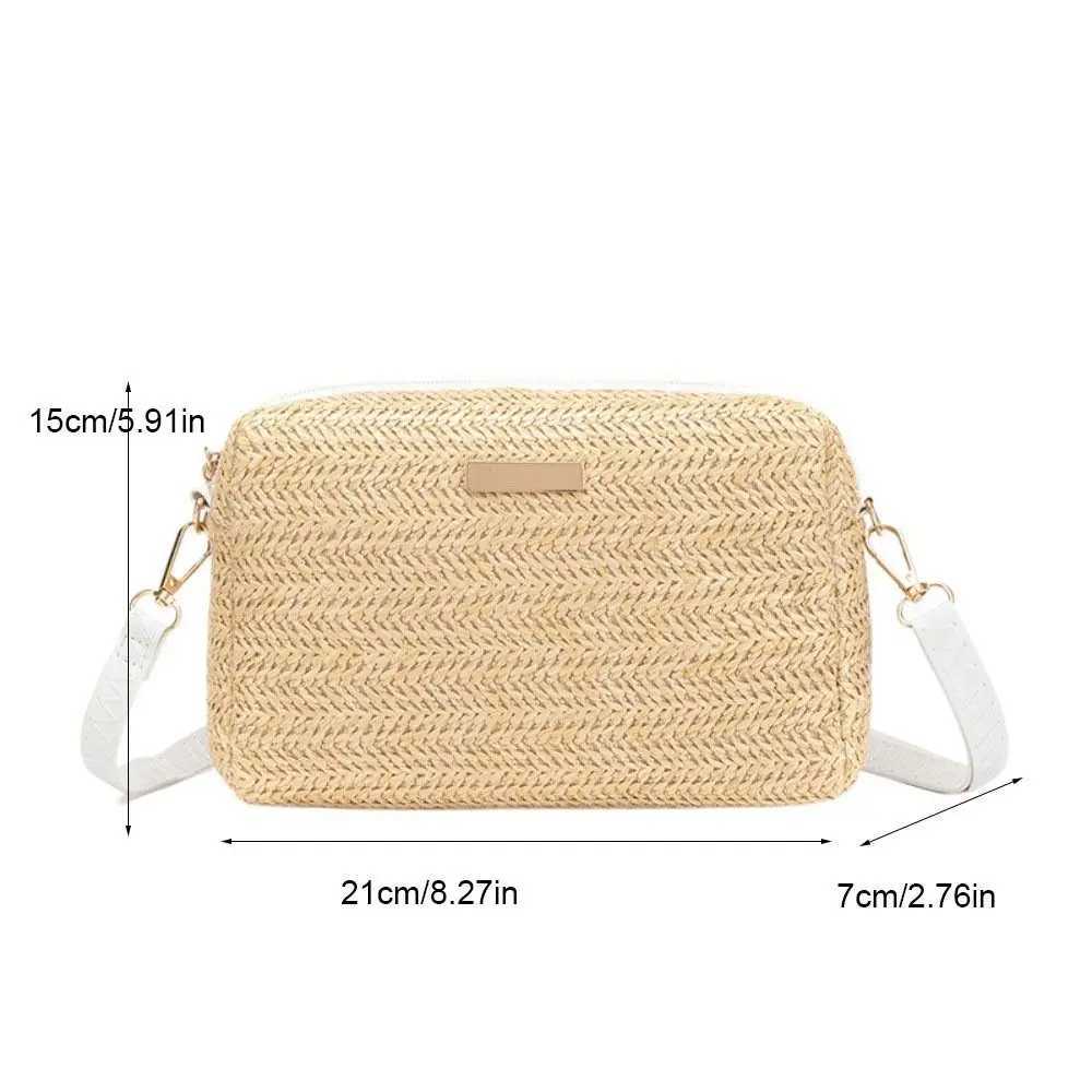 Casual Bohemian Style Straw Woven Bag Handbag Mobile Phone Bag Straw Bucket Bag Wallet Shoulder Bag Straw Crossbody Bag Summer XJ250604