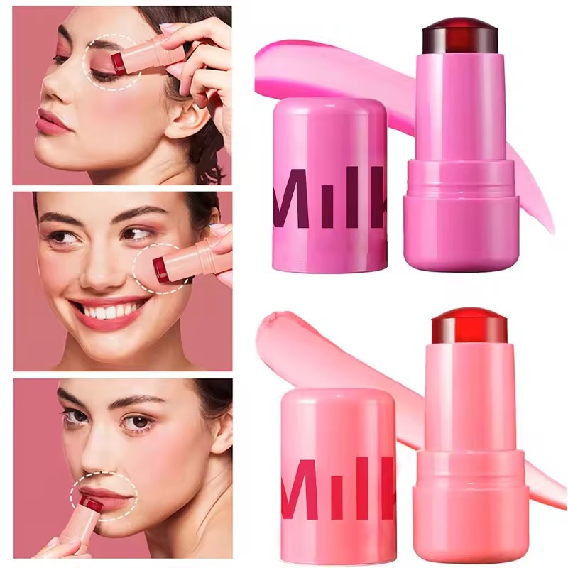 Hot Sale Original Milk Jelly Blush Cooling Water Long Lasting Jelly Tint 3-in-1Lipstick Blush Stick Multi-Use Matte Blush Makeup