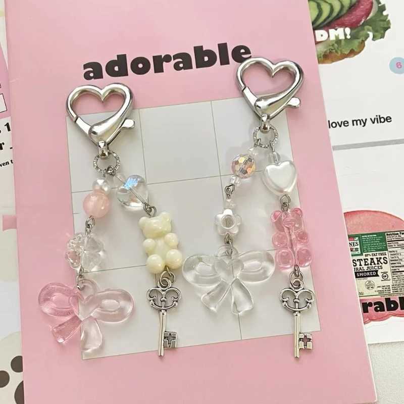 Butterfly Star Pendant Phone Charm Black Rope Beaded Key Chains Fashionable Bows Keyring Ornament for Phones Keys Bags W250604