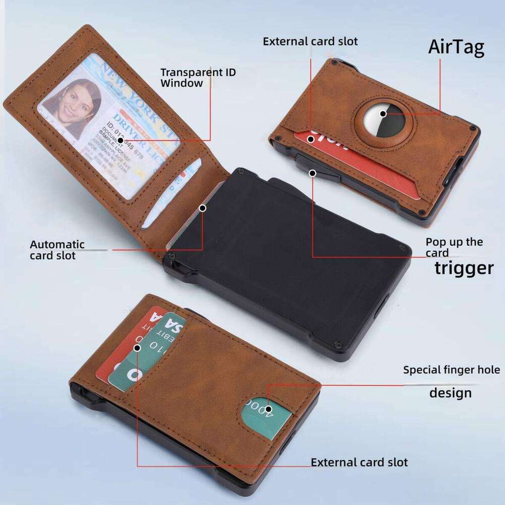 Multi-Card Slot Anti-Theft Multi-Function Card Holder Carbon Fiber Flip Men's Wallet