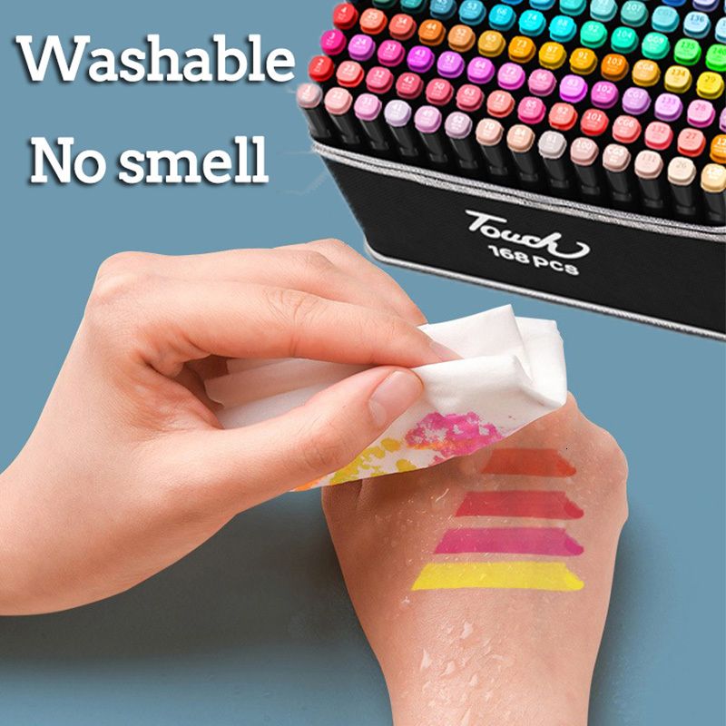 Wholesale high-qualit Markers,24-120Colors Dual Brush Tip Permanent Art Markers with bag,Coloring Marker,for School supplies,Book Painting Card Making