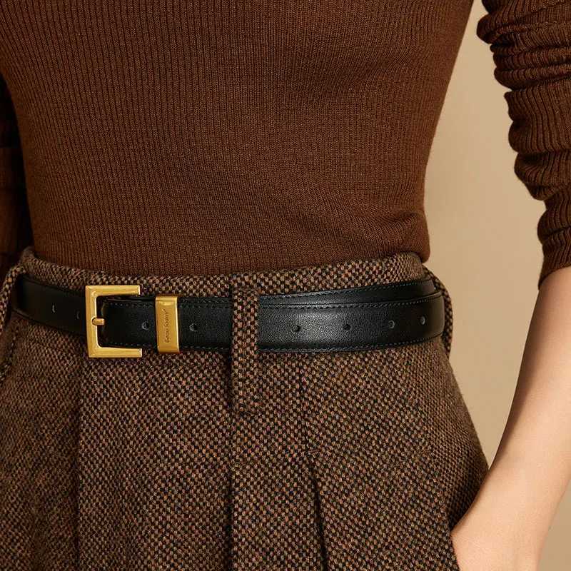 BEAUTODAY Belts Women Luxury Designer Cow Split Leather Metal Golden Buckle Strap Ladies Jeans Dress Accessories Waistband 91093 W250604