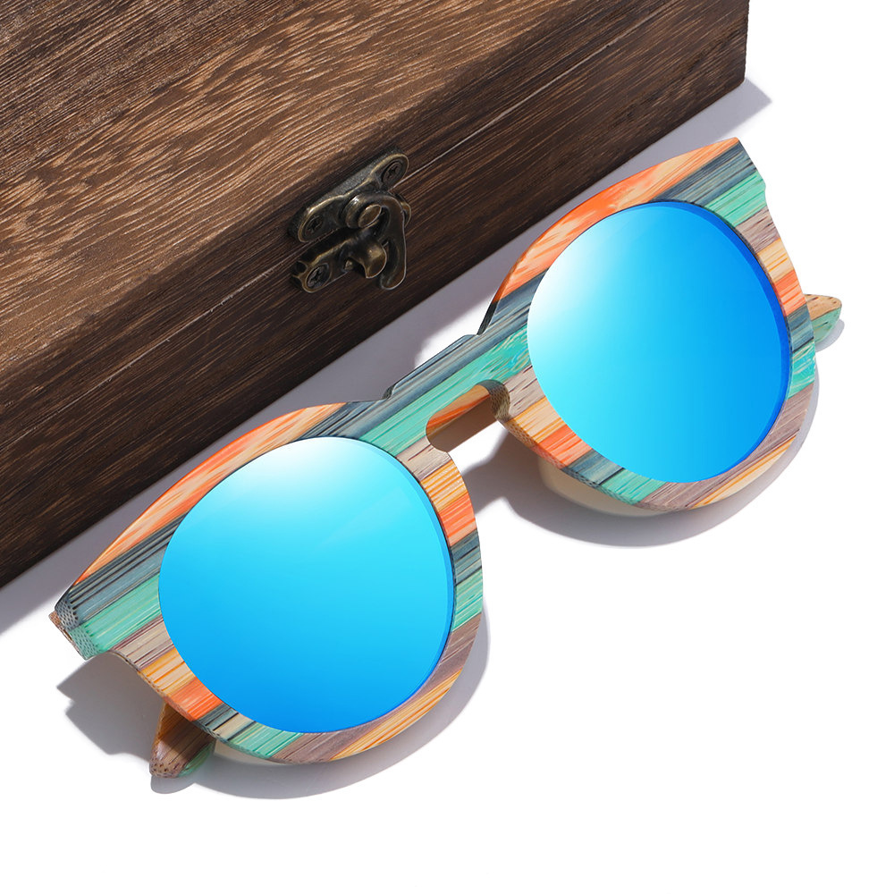 GM Fashion Skateboard Wood Bamboo Sunglasses Polarized Womens er Wood Sunglasses UV400 241114