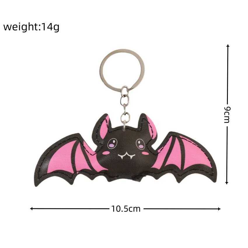 Cute Pink Bat Keychain New PU Material Backpack Decoration Gifts Accessories Keychains Halloween Themed Party Favors W250604