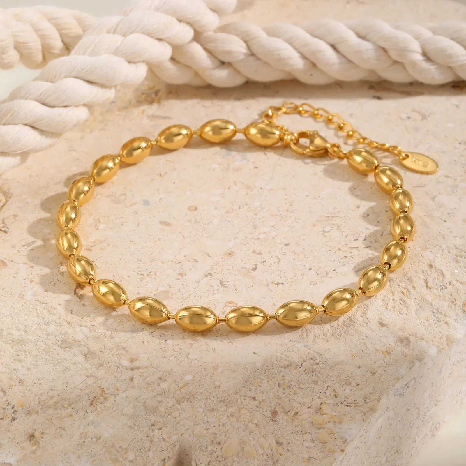 Beaed Ball Anklet Bracelet for Women Waterproof Adjustable Link 3mm 5mm Stainless Steel Stackable Gold Plated Anklet Jewelry W250604