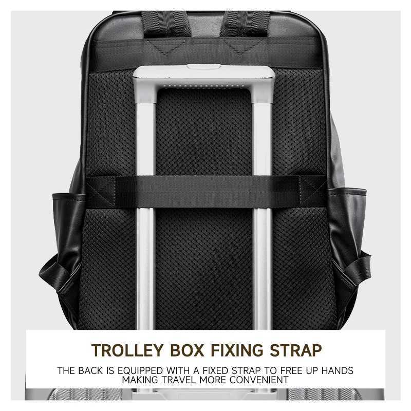 Travel Backpack Men High Quality Casual PVC Leather Waterproof Backpack Multifunction Large Capacity Bag Business School Fashion W250603