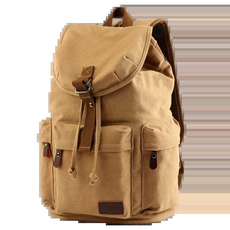 MOYYI Men Vintage Canvas Backpack Large Capacity 15.6inch Laptop Casual Bag For Commuter Travel Premium Durable Unisex BackpackW250603