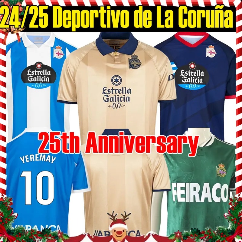 4XL 25TH Deportivo La Coruna Soccer Jerseys M.KONE SABIN Coruna Blue Home Away Third 24 25 26 Camisetas de futbol JUERGEN QUILES DONCEL Men kids sock football shirts