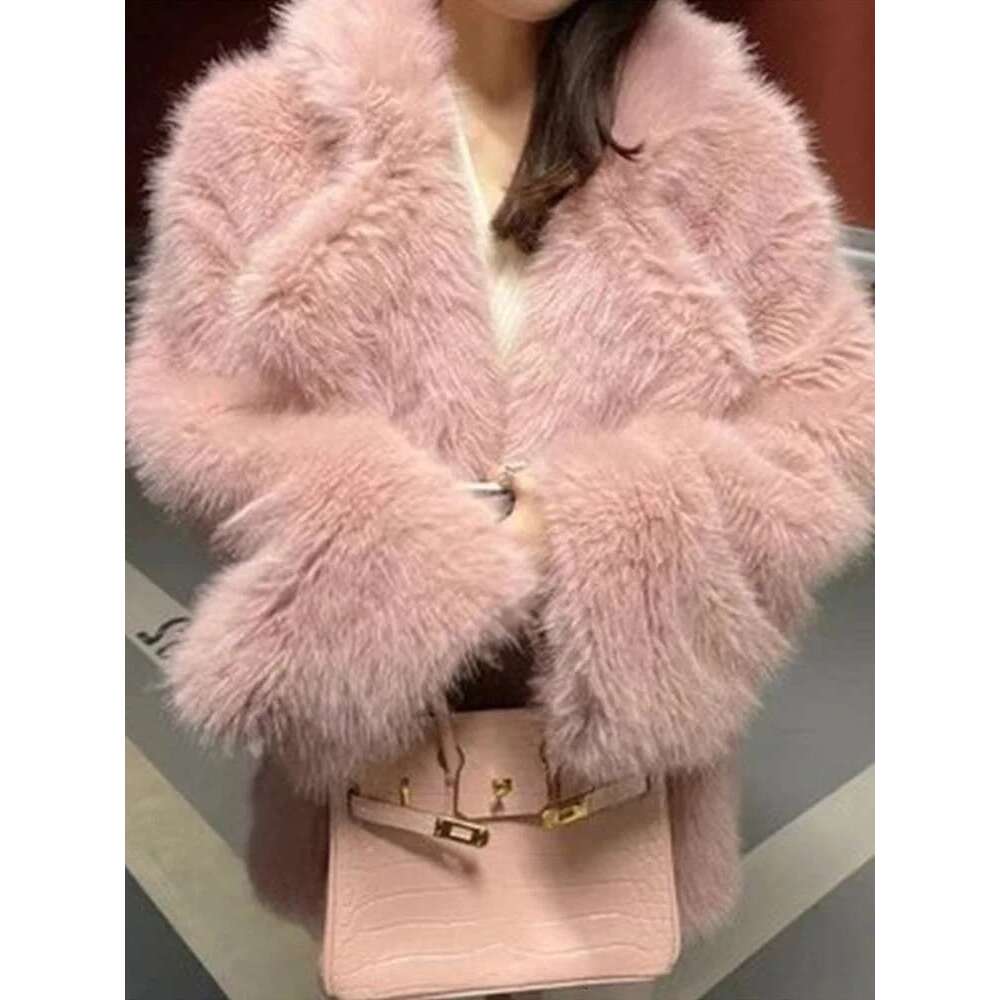 Aoaiiys Autumn Winter Jacket Women Faux Fur Coats Elegant Turn-Down Collar Solid Soft Shaggy Coat Female Thicken Warm Outerwear