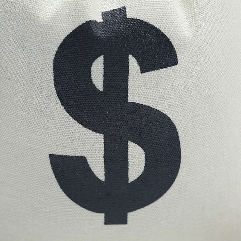 Canvas Sign Money Chip Letter Cotton Linen Small Cloth Dollar Drawstring Bag Printed