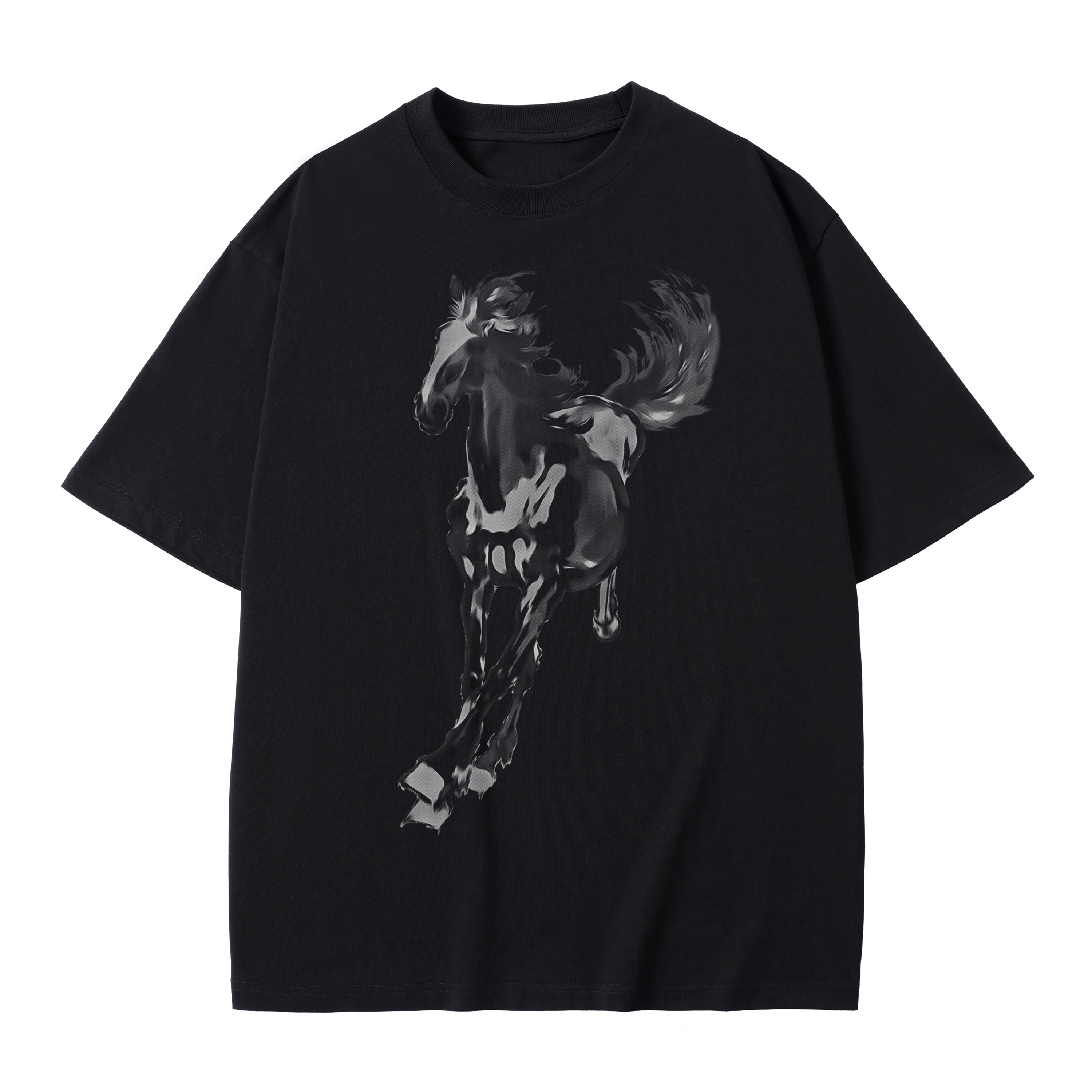 T-shirt men's top designer cotton T-shirt the silvery fine horse short sleeved clothing high-quality fashionable T-shirt BROADTRUE