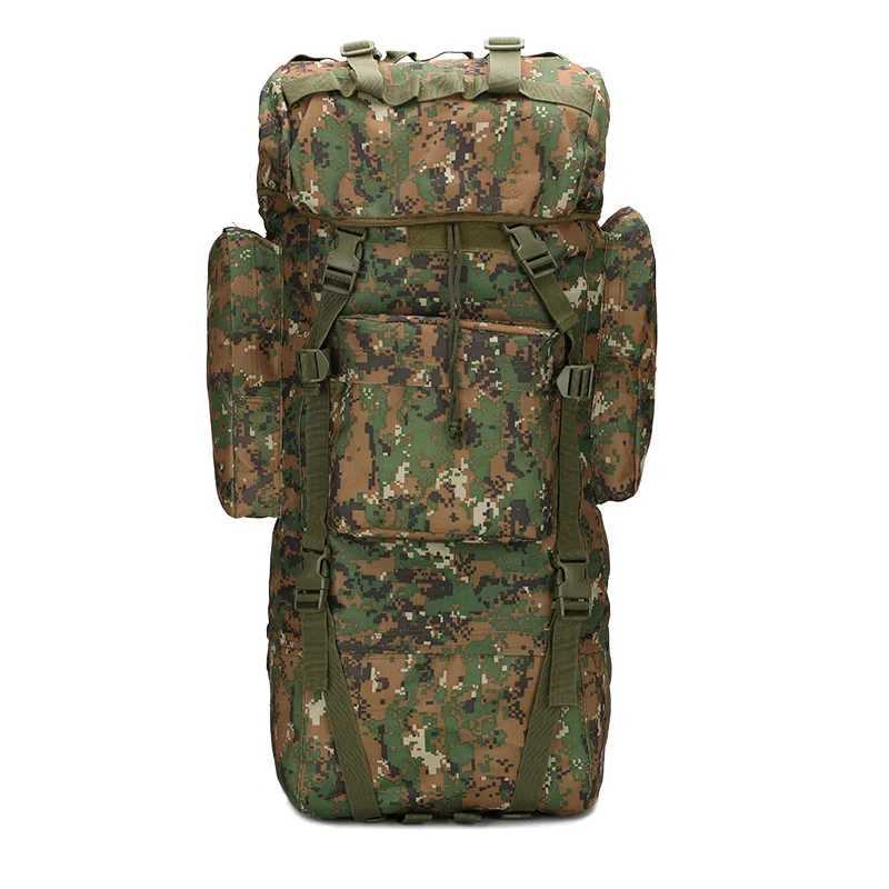 Spot Mountaineering Outdoor Backpack Hiking Bag 65L Large Capacity Tactical Shoulder Backpack Camouflage Military Fan Backpack W250603