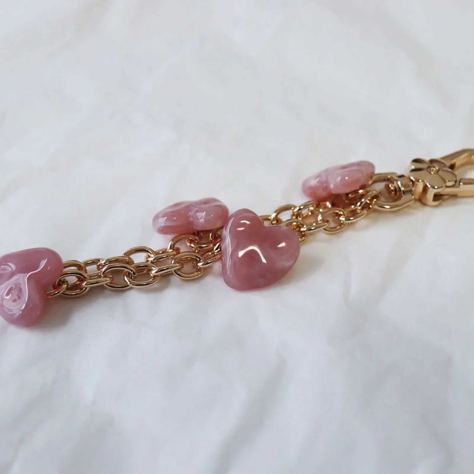 Metal Keychain Bag Charm Decoration Chain Phone Accessory Lanyard Golden Strawberry Bow Heart Shape Shiny Pendant W250604