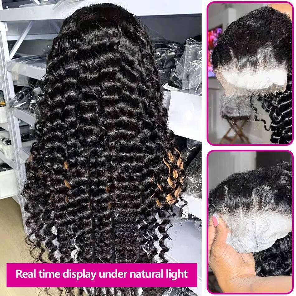 210 Density Loose Deep 13x6 Front Human Hair Wigs Brazilian 30 40 Inches Curly Water Wave HD 13x4 Lace Frontal Wig