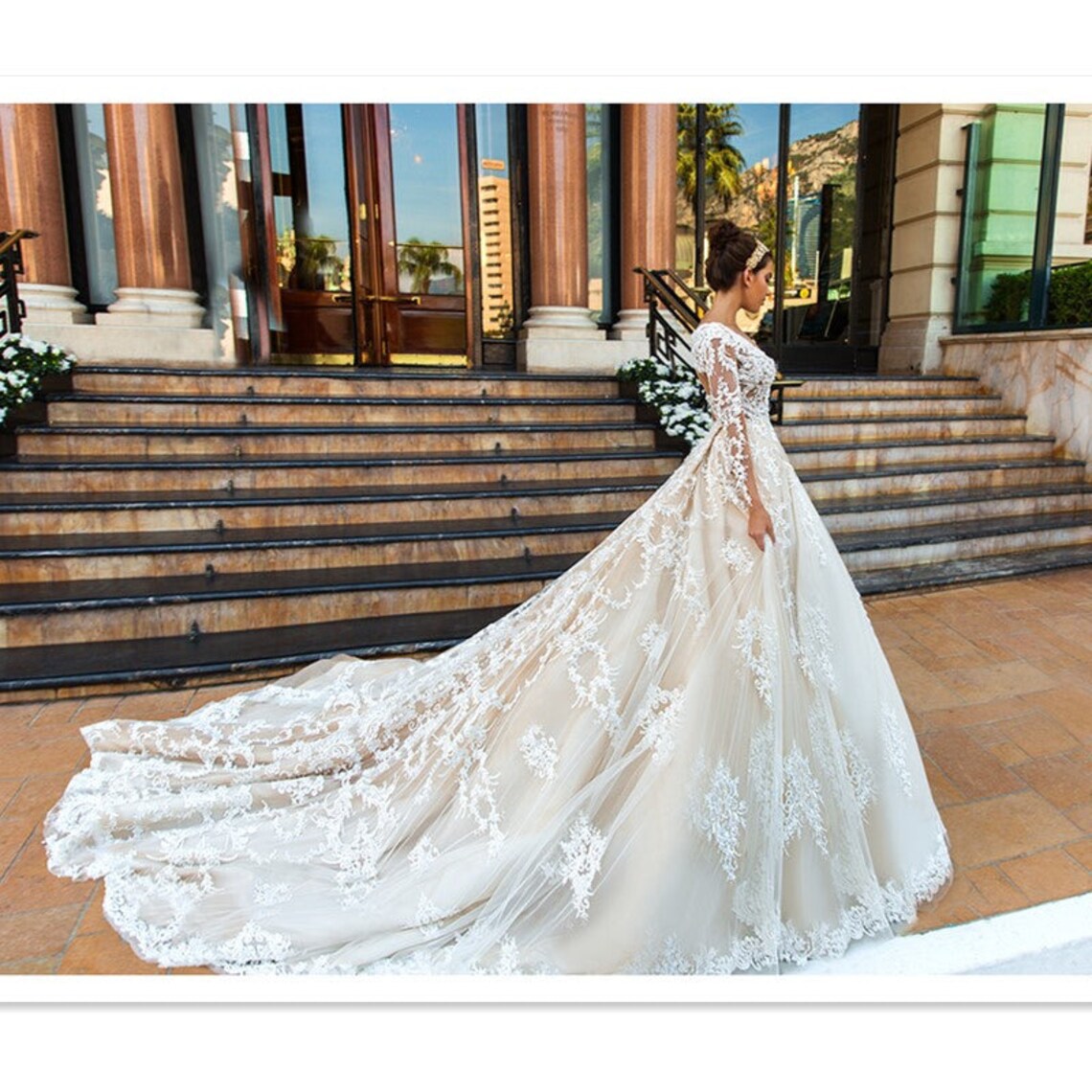 Luxury Pearls Beading Off the Shoulder Wedding Dresses Princess Bling Separately Long Sleeves Bridal Gowns A Line 2025 Customized Vestido De Noiva 01