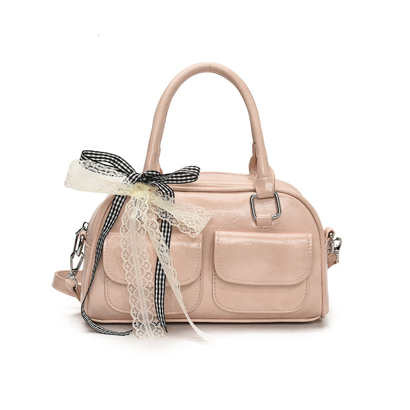 designer Casual Handheld Boston Bag for Women 2025 New Korean Version Simple Versatile Bowknot Single Shoulder Crossbody Bag