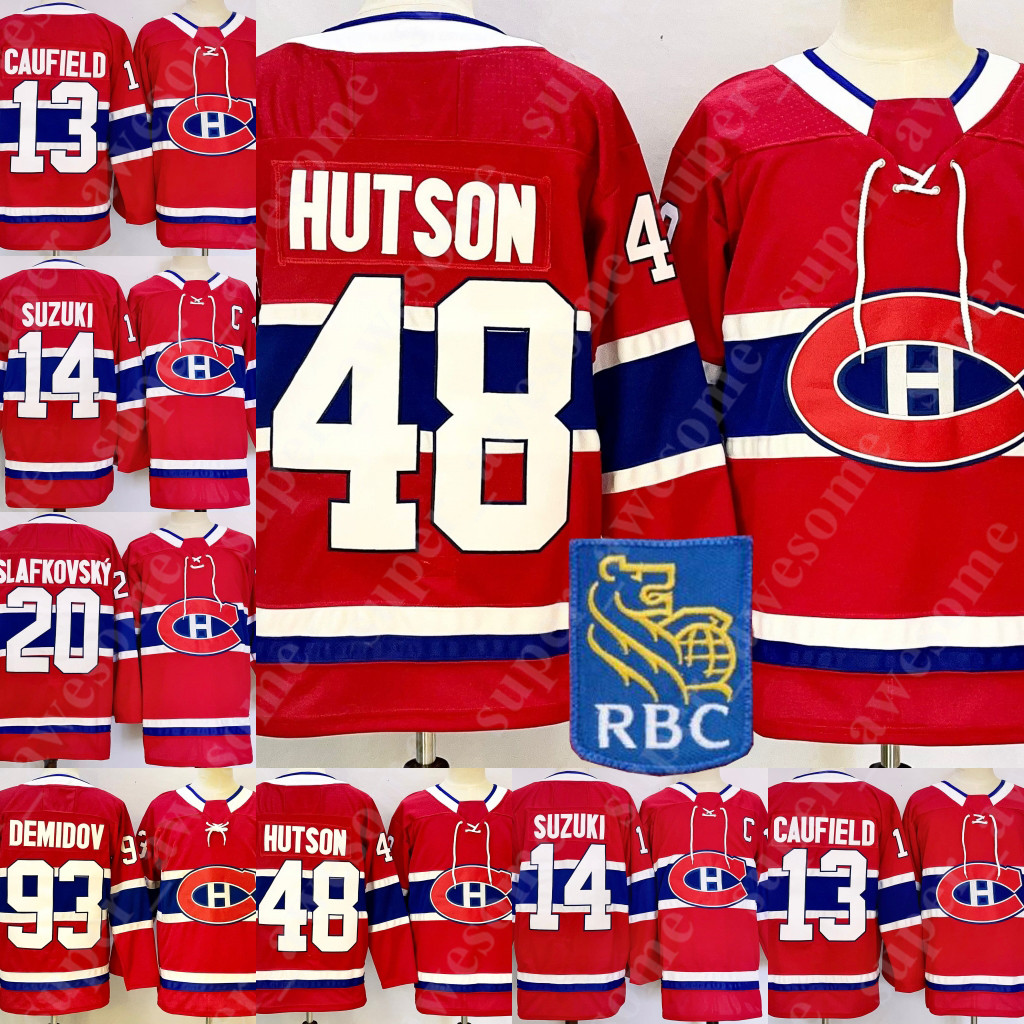 #13 Cole Caufield montreals hockey #14 Nick Suzuki Lane Hutson Jur Slafkovsky canadians jersey Ivan Demidov