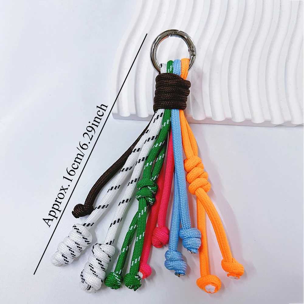 Korean Rainbow Braided Rope Pendant Keychain Fashion Bag Accessories Tassel Anti-theft Key Chain Colorful Pendant Gift Keyring M250604