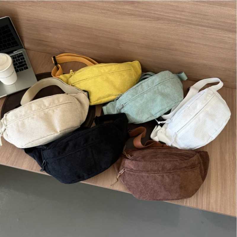 Corduroy Women Waist Bag Canvas Student Shoulder Crossbody Chest Bag 2024 Fanny Pack Fashion Phone Banana Female Bum Belt Bags W250604