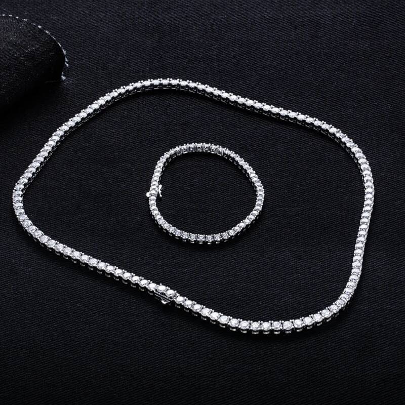 MossanRappr 3mm 5.2-6.5cttw Moissanite Dia Tennis Bracelet Sterg Sier Iced Out Hip Hop Jewelry Gifts for Men Women