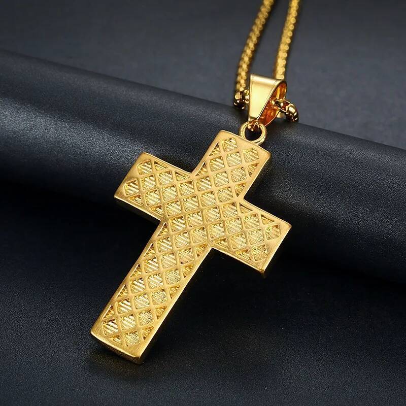 Hip Hop gold color Large Pendant Iced Out Shining zircon Fashion Bling Cross Men Chain Necklace Jewelry