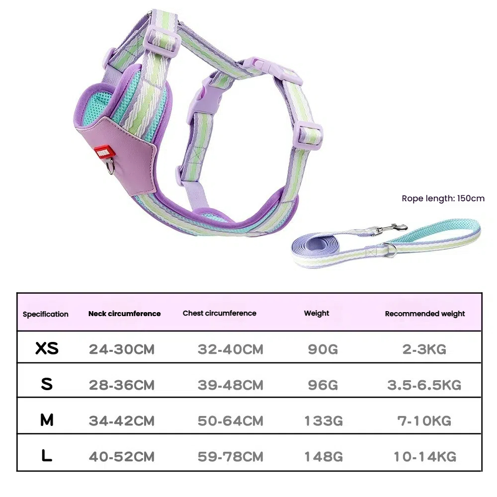 Breathable Mesh Small Dog Harness with Leash Set - Adjustable, Lightweight & Comfortable Pet Vest