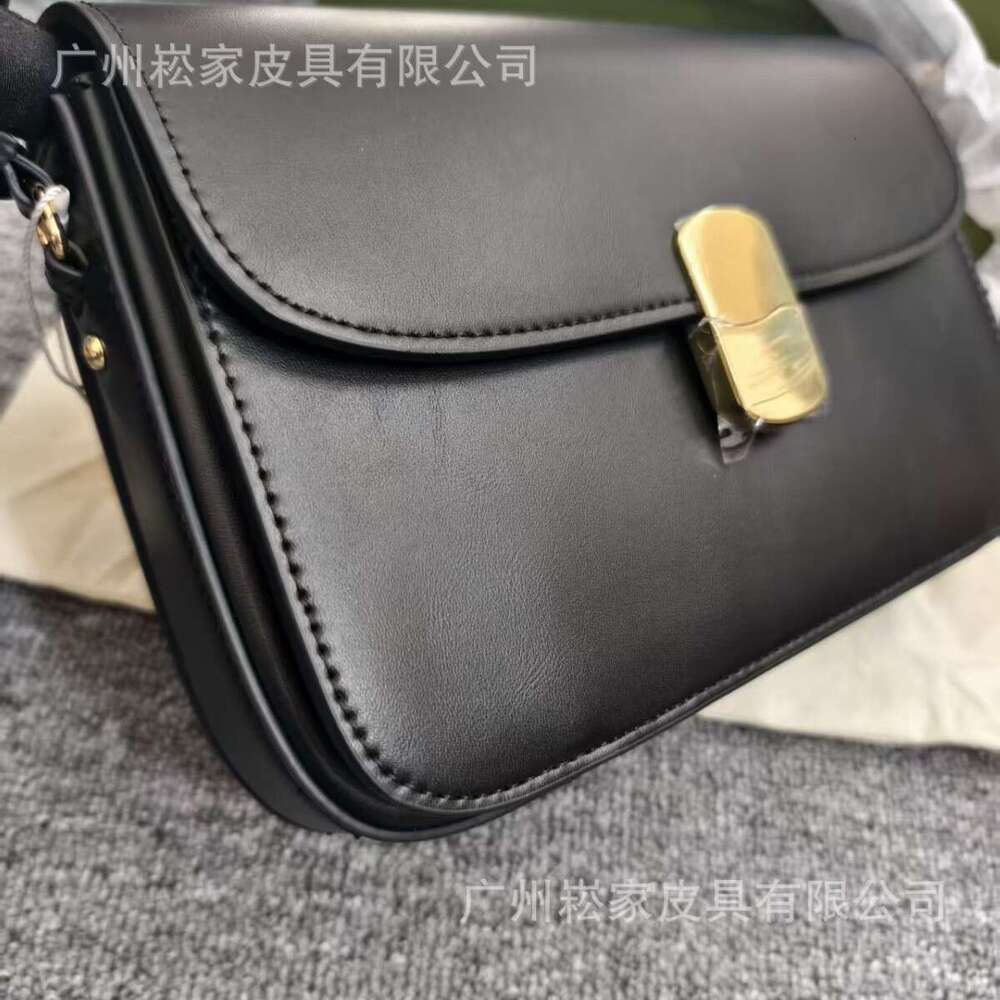 Women's Bags Designer Women's Bags Designer French Sezane Small Square Genuine Leather Melard Shoulder Tote Bag With Metal Lock