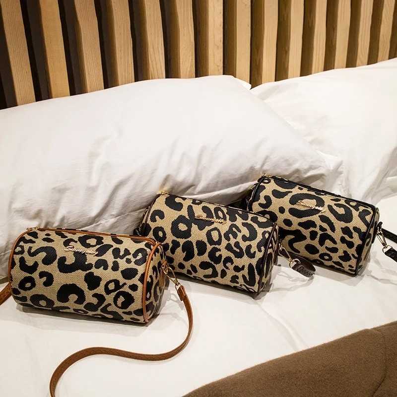 Leopard print polka dot cylinder bag 2025 pillow bag womens pen holder bag Printed single-shoulder bag crossbody bag XJ250604