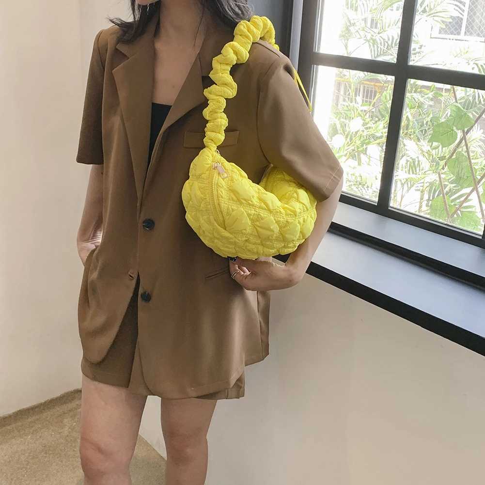 Women Ruched Quilted Cloud Bag Nylon Shoulder Bags for Women Handbags Tote Crossbody Messenger Bags Shopper Purses Clutch 2023 XJ250604