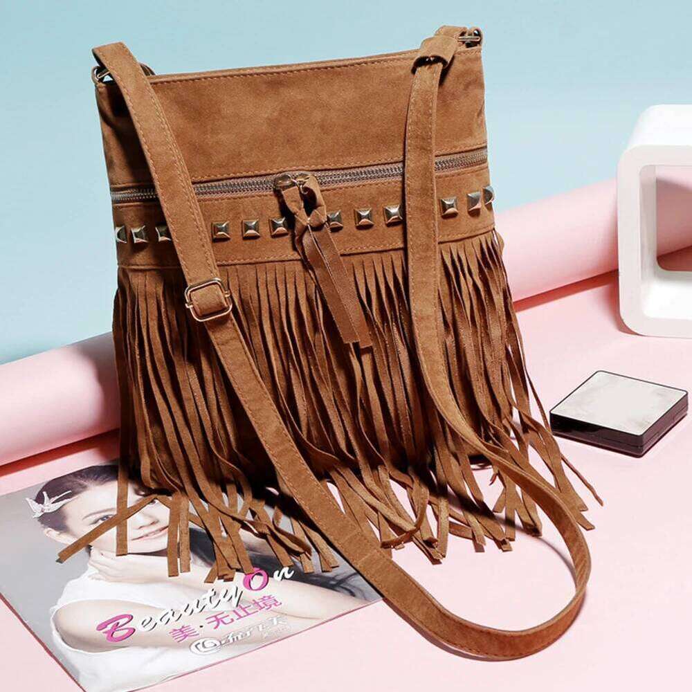 Women's Bags Designer Fringe Design Messenger With Adjustable Strap Everyday Trendy Leather Shoulder Bag Tassel For Autumn And Winter
