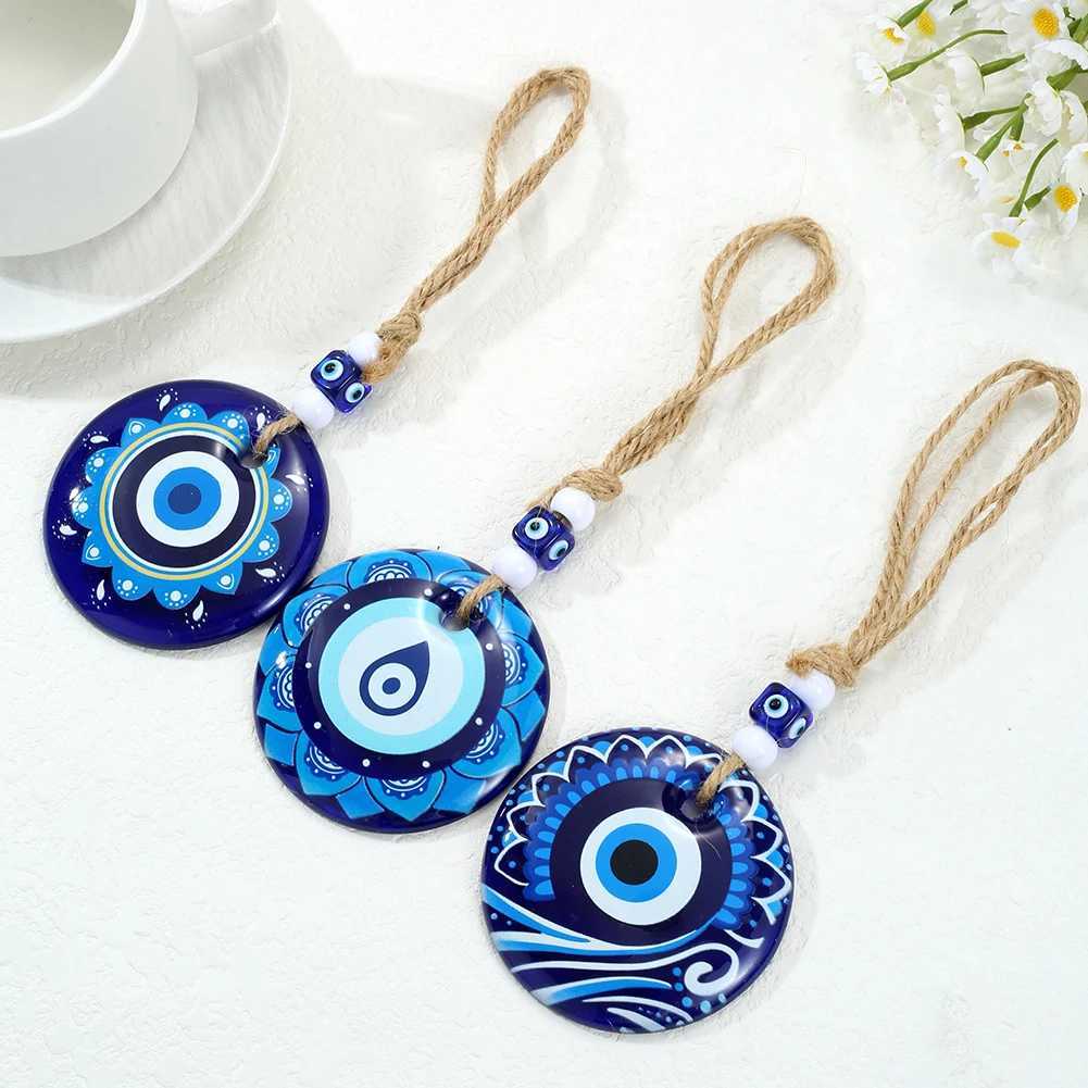 Vintage Eye Pattern Flower Resin Keychain Turkish Evil Eye Colorful Pattern Carabiner for keys Car keyring Gifts for Women Men M250604