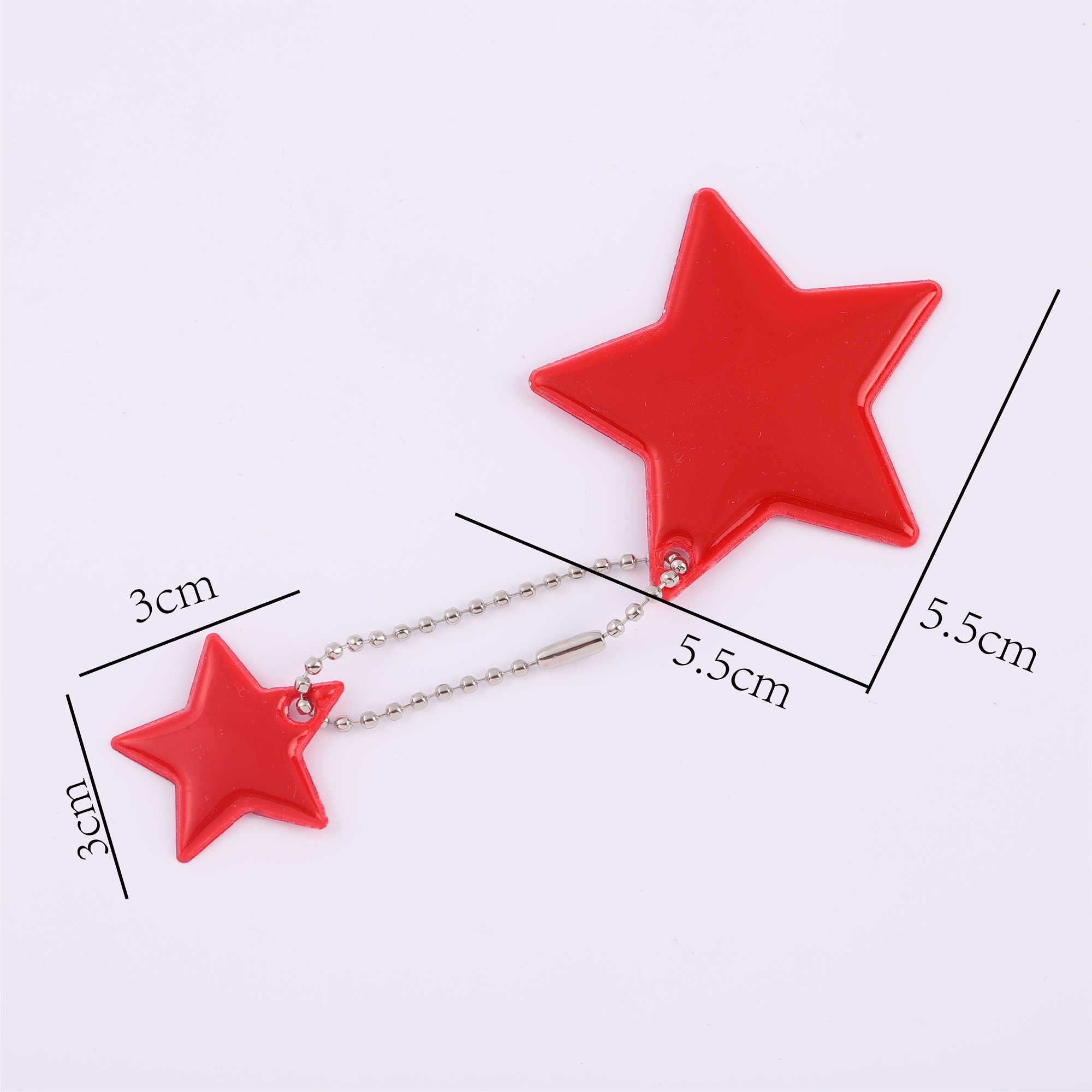 Factory Wholesale Double Star Shaped Fashion Glow-in-the-Dark Backpack Charm with Reflective Keychain - Multiple Colors Available for Customization