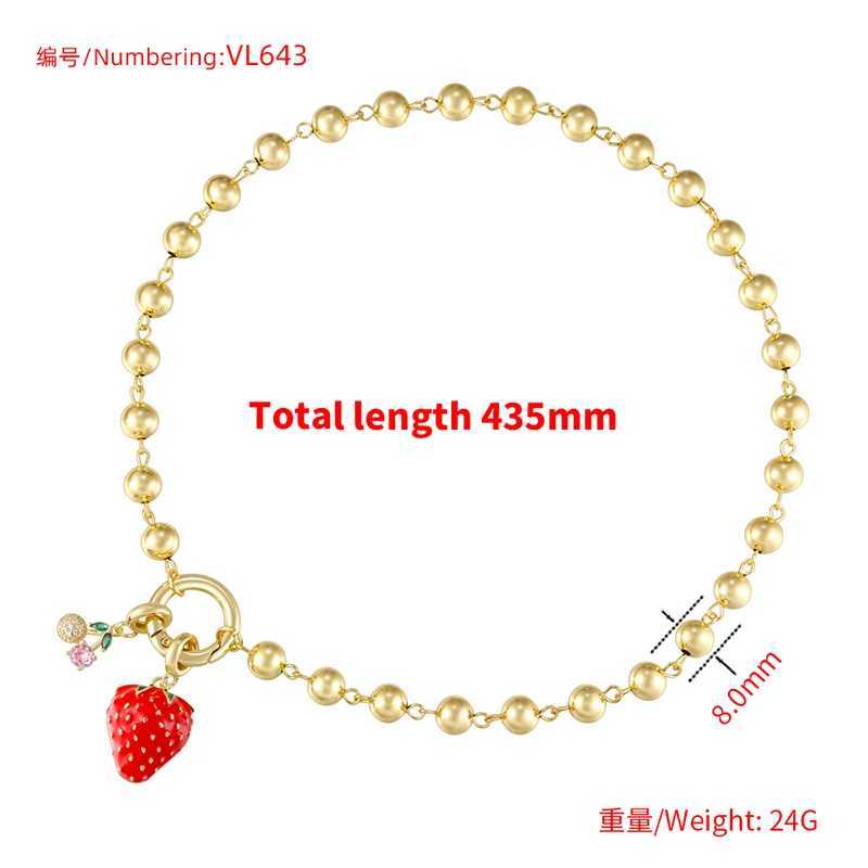 ZHUKOU New Styles Enamel Oil Drop Pearl Red Strawberry Pendant Necklace Sweet And Lovely Ladies Jewelry Chain 1 Piece VL643 XJ250604