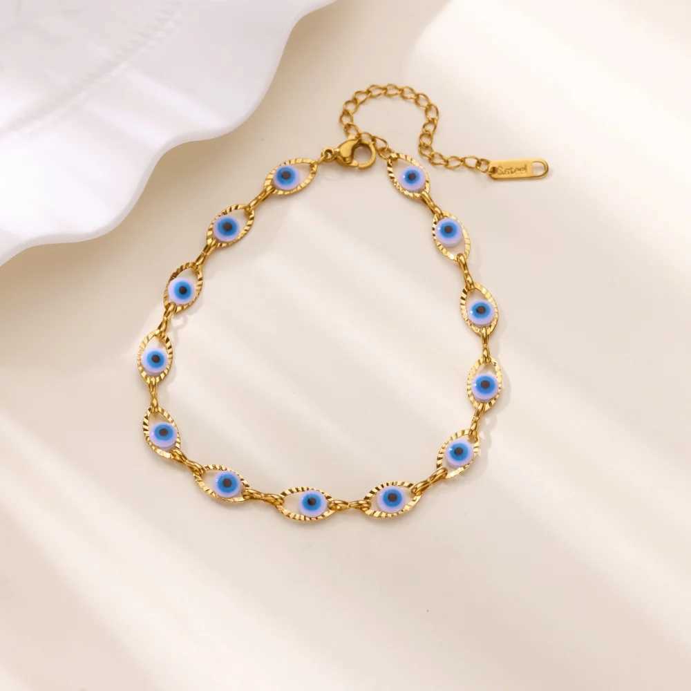 Stainless Steel Evil Eye Anklets For Women Gold Color Turkish Eye Chain Anklet Foot Ankle Bracelet Summer Jewelry Accessories W250604