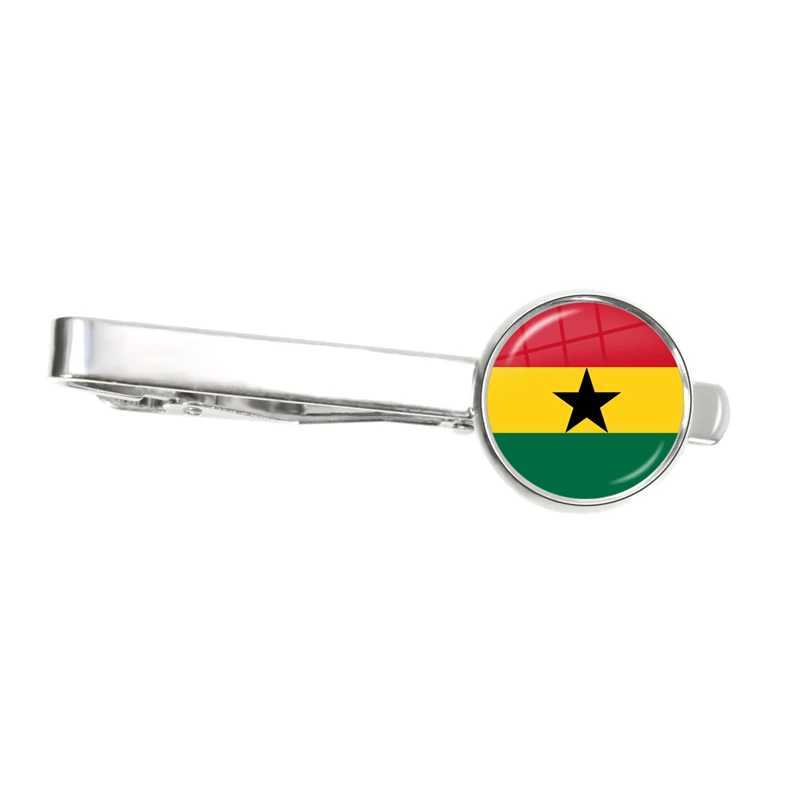 National Flag 16mm Tie Clip Trinidad Sierra Leone Jamaica Guyana Ghana UK Libya Estonia India Glass Jewelry for Male Gentleman W250604