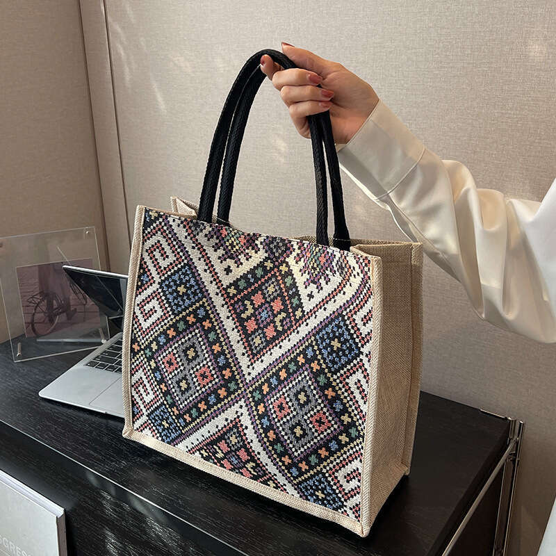 Large Capacity Commuter Women 2024 New Fashion Single Shoulder Tote Bag Ethnic Style Student Handbag for Class Trendy