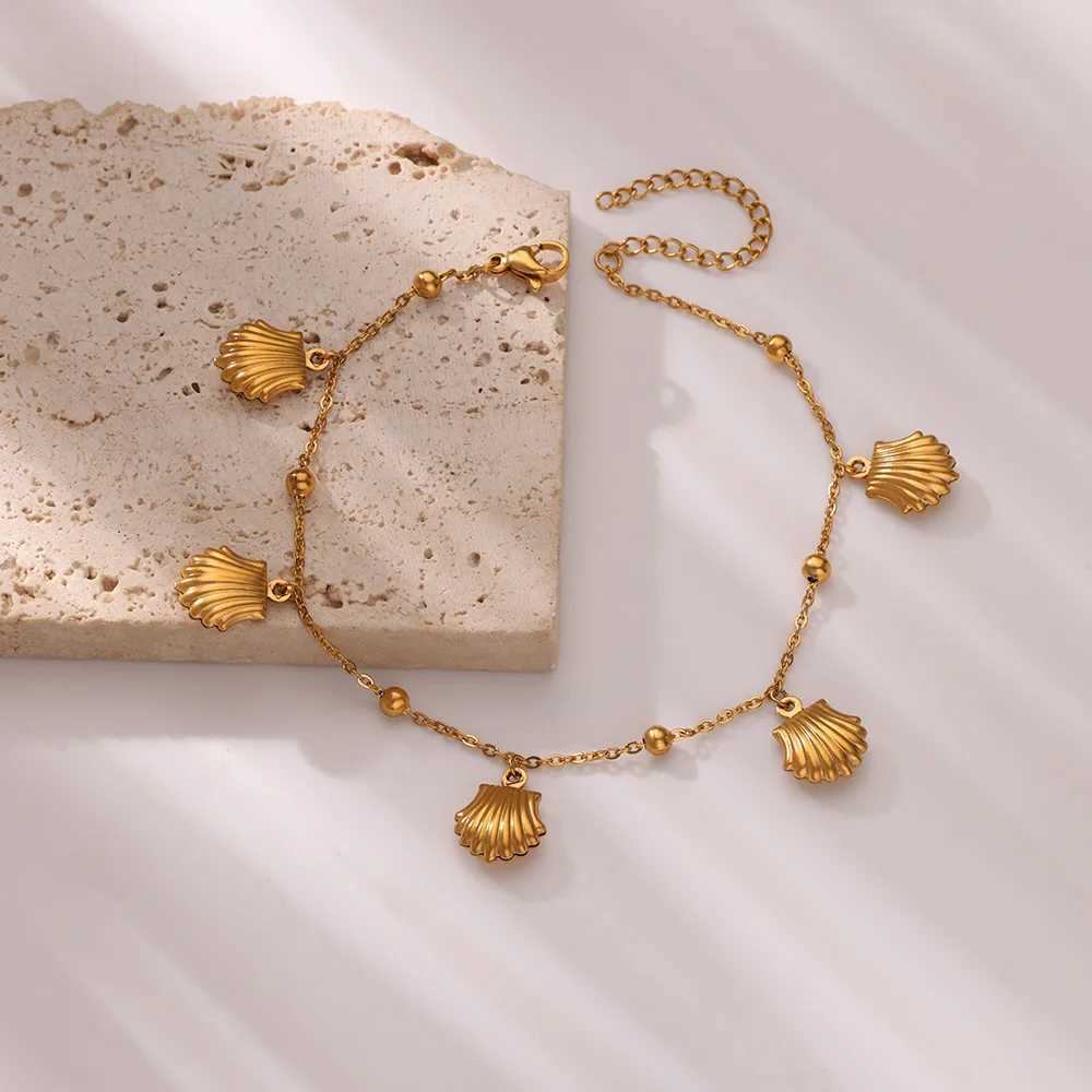 Fashion Shell Anklets for Women Stainless Steel Gold Color Leg Chain Ankle Bracelet Femme Summer Beach Foot Jewelry Gift W250604