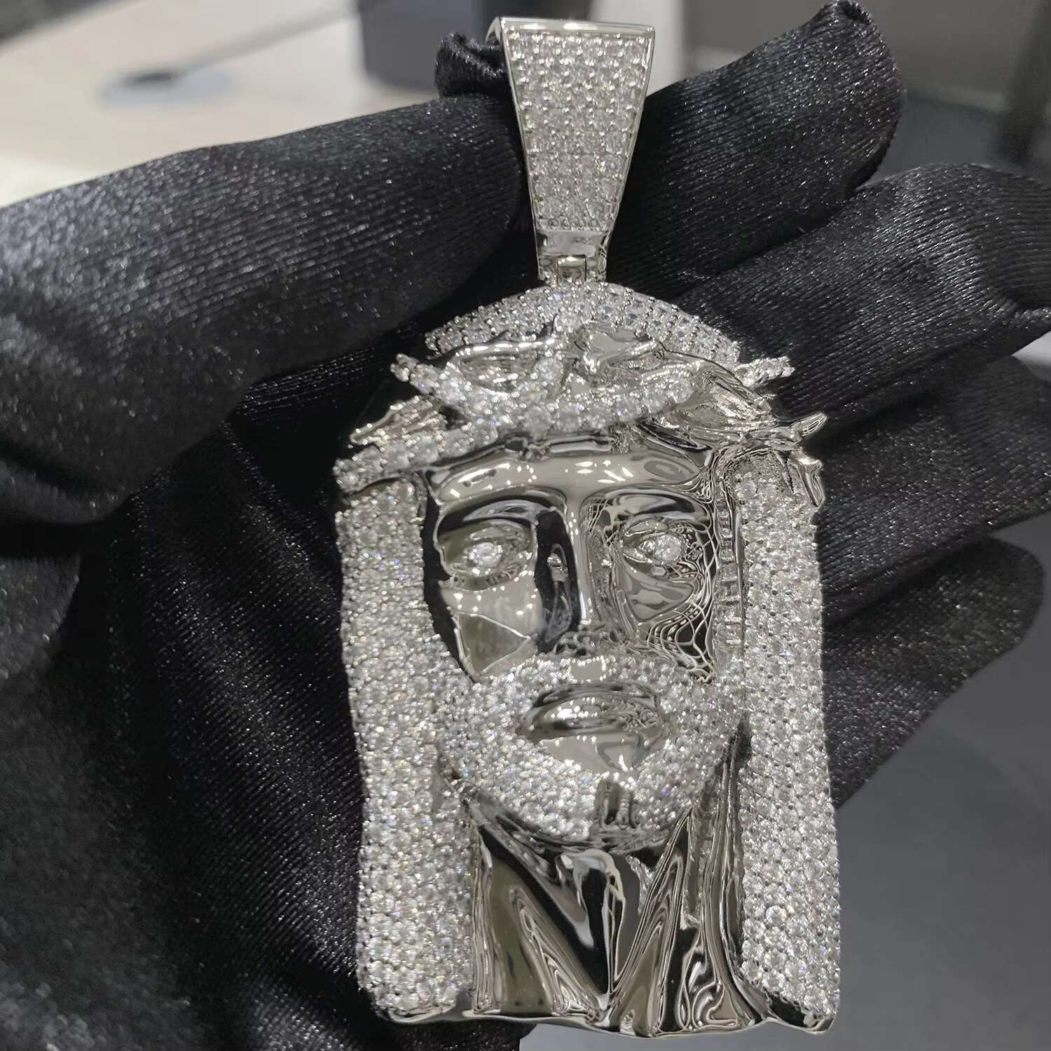 Cities Jewelry Hip Hop 3D Jesus Face Piece 925 Sterling Silver Iced Out VVS Moissanite Jesus Pendant